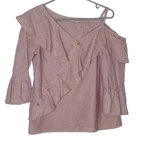 Skies are Blue red stripe off the shoulder blouse. Size S